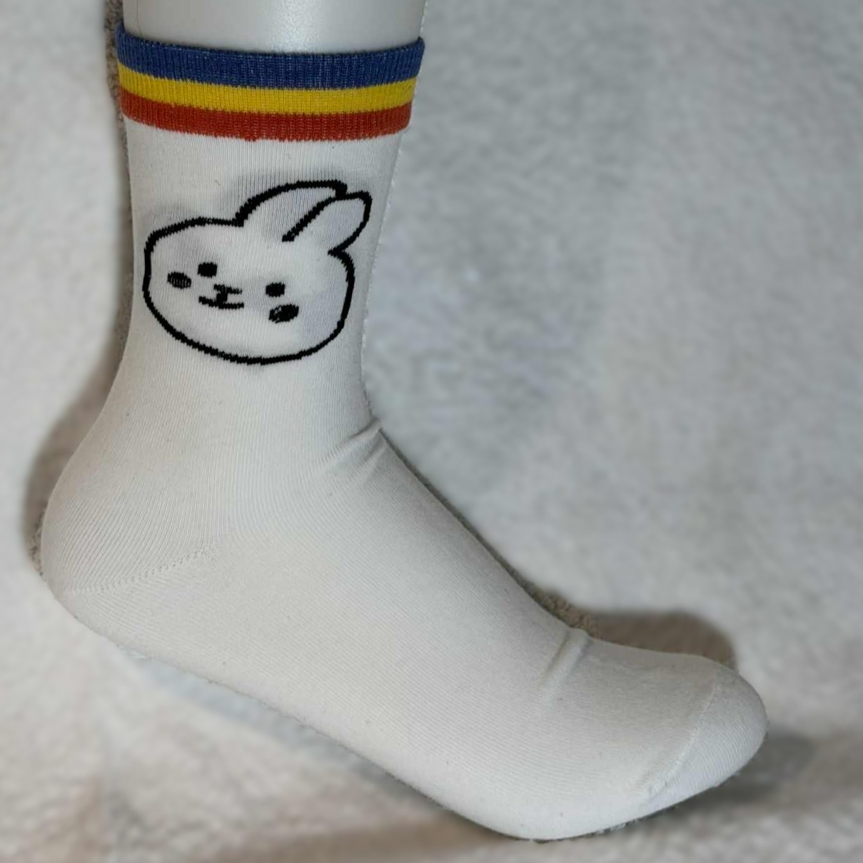 Hvit sokk med kaninhode